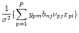 $\displaystyle \frac{1}{\sigma^2}
\{ \sum_{p=1}^P y_{pm} b_{nj} \nu_{pj} x_{pi} \}$