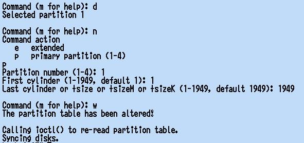 fdisk$B$N(Bnew partition