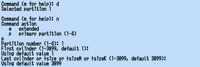 fdisk$B$N(Bnew partition