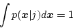 \begin{displaymath}
\int p(\mbox{\boldmath$x$}\vert j) d\mbox{\boldmath$x$} = 1
\end{displaymath}