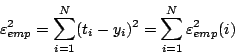 \begin{displaymath}
\varepsilon^2_{emp} = \sum_{i=1}^N (t_i - y_i)^2
= \sum_{i=1}^N \varepsilon^2_{emp}(i)
\end{displaymath}