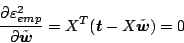 \begin{displaymath}
\frac{\partial \varepsilon^2_{emp}}{\partial \tilde{\mbox{\...
...^T (\mbox{\boldmath$t$} -
X \tilde{\mbox{\boldmath$w$}}) = 0
\end{displaymath}