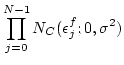 $\displaystyle \prod_{j=0}^{N-1} N_C(\epsilon^f_j;0,\sigma^2)$