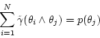 \begin{displaymath}
\sum_{i=1}^N \tilde{\gamma}(\theta_i \wedge \theta_j) = p(\theta_j)
\end{displaymath}