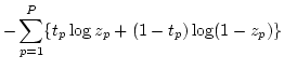 $\displaystyle - \sum_{p=1}^P \{ t_p \log z_p + (1-t_p) \log (1-z_p) \}$