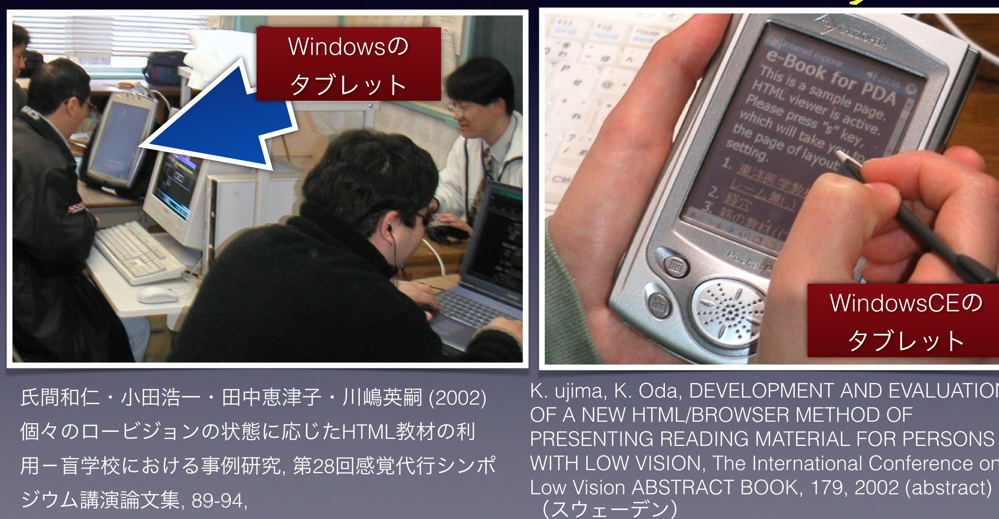 windows tabletとwindows ce　PDAを使っている写真